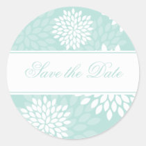 Mint Chrysanthemums Wedding stickers