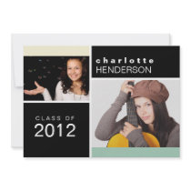 Mint colour block photo graduation announcement