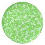 Mint Green and Lime Green Paisley. plates