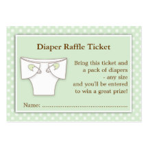 Mint Green Baby Shower Diaper Raffle Ticket Insert Business Card Templates