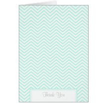 Mint Green Chevron Print Thank You Card
