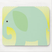 Mint Green Elephant on Yellow Mousepads
