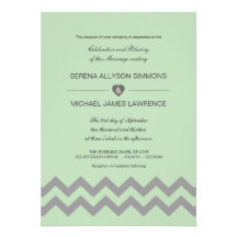 Mint Green & Gray Chevron Wedding Invitations