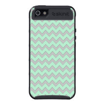 Mint Green Grey Girly Modern Chic Chevron Pattern