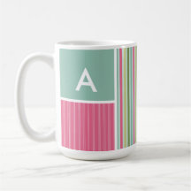 Mint Green & Pink Stripes Mugs