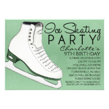 Mint Green Skate Mates Ice Skating Birthday Party Invitation