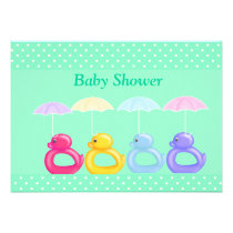 MINT GREEN SPOTTED MULTI DUCK BABY SHOWER INVITATI invitations