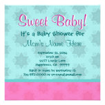 Mint Green Stars Pink Bow Girl Baby Shower B802 Custom Invite