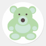 Mint Green Teddy Bear Round Sticker