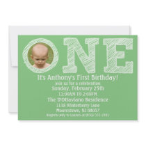 Mint Green The Big One First Birthday Party Invitation