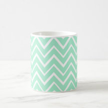 Mint green whimsical zigzag chevron pattern coffee mugs