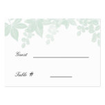 Mint Green, White Leaves Table Place Business Cards