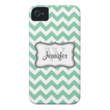 Mint Green & White Trendy chevron iPhone 4/4s iPhone 4 Case-Mate Cases