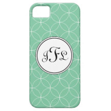 Mint Green & White Trendy Monogram iPhone 5 iPhone 5 Case