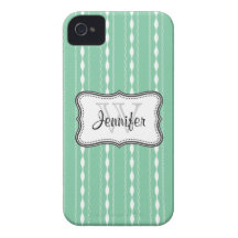 Mint Green & White Trendy pattern iPhone 4/4s iPhone 4 Cover