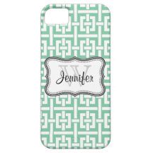 Mint Green & White Trendy pattern, iPhone 5 iPhone 5 Case
