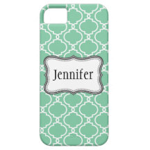 Mint Green & White Trendy pattern, iPhone 5 iPhone 5 Cover
