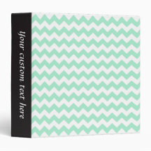 Mint green zig zags zigzag chevron pattern 3 ring binders