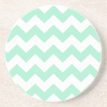 Mint green zig zags zigzag chevron pattern drink coaster