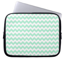 Mint green zig zags zigzag chevron pattern laptop sleeves