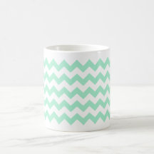 Mint green zig zags zigzag chevron pattern coffee mugs