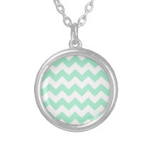 Mint green zig zags zigzag chevron pattern necklace