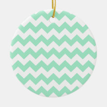 Mint green zig zags zigzag chevron pattern christmas ornaments