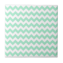 Mint green zig zags zigzag chevron pattern tile