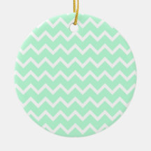 Mint Green Zigzag Stripes. Christmas Ornament