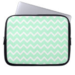 Mint Green Zigzag Stripes. Laptop Sleeve