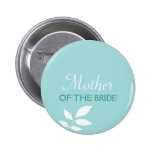 Mint leaves teal green wedding name tag badge pin