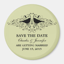 Mint Love Bird Swirls Save the Date Magnet
