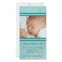 Mint Mod Style New Baby Photo Card