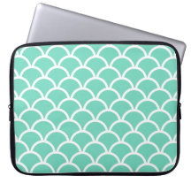Mint Scallop Pattern Laptop Sleeves