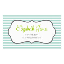 Mint Skinny Stripe Business Card Templates