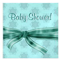 Mint Stars Green Bow Neutral Baby Shower M102 Personalized Invitations
