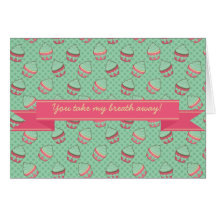Minty Cupcake Pattern with Ribbon Card