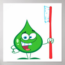 Minty Green Toothpaste Character toothbrush Poster