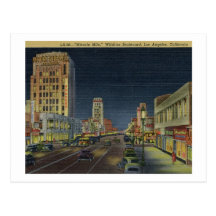 Miracle Mile, Wilshire Blvd., Los Angeles Vintage Post Card