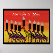 Miracles Happen GiraffesHannukah Menorah Print