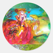 MIRANDOLINA , pink,fuchsia yellow Round Stickers
