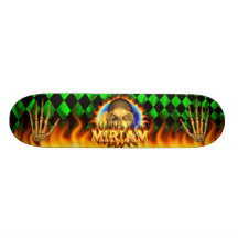 Miriam skull real fire and flames skateboard desig