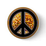MIRROR BALL PEACE SIGN PINBACK BUTTONS