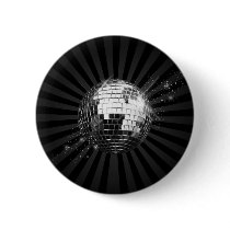 Mirror Disco Ball on Black Button