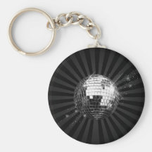 Mirror Disco Ball on Black Key Chains