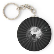 Mirror Disco Ball on Black Key Chains