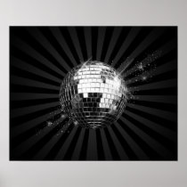 Mirror Disco Ball on Black Posters