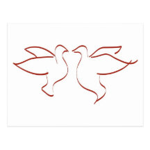 Mirror Image Doves Clipart Postcard