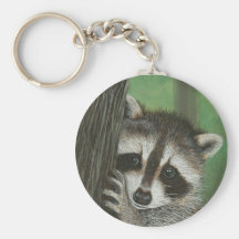 Mischief Raccoon up a Tree keychain
