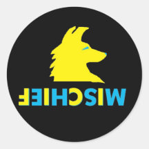 Mischief round stickers